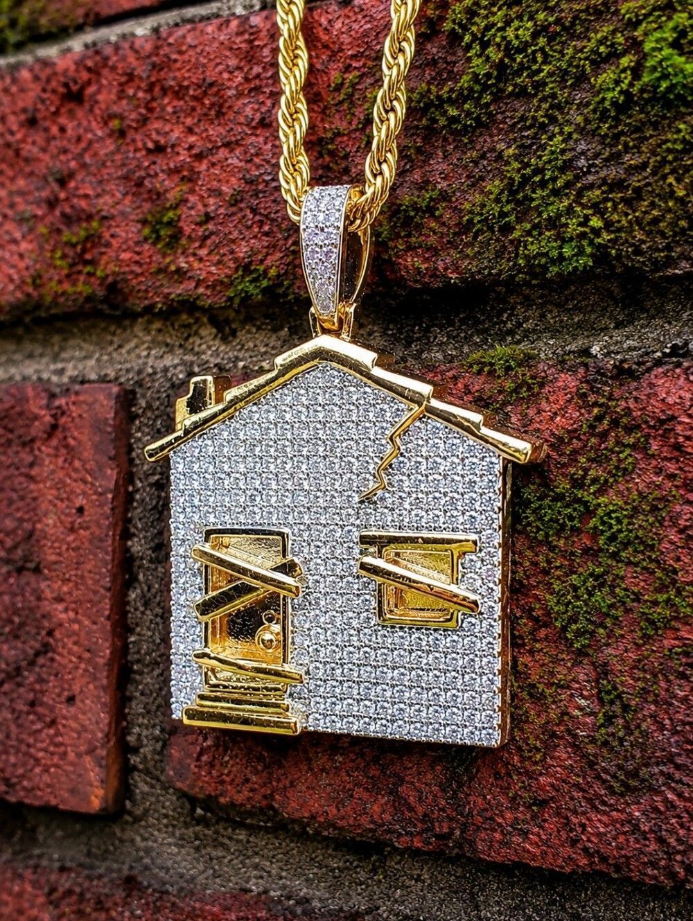 14k Gold Plated Trap House 24" Iced Out Chain